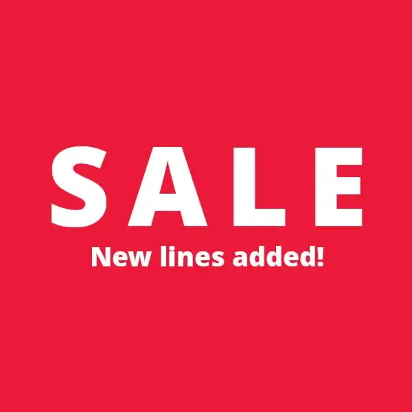 Red background with bold white text that reads sale.